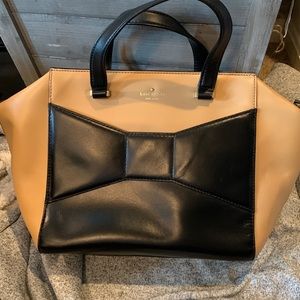 Kate Spade Black/tan Leather Bow Tote